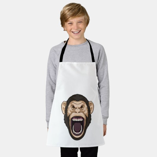 黒い毛のサル エプロン (着用した状態)