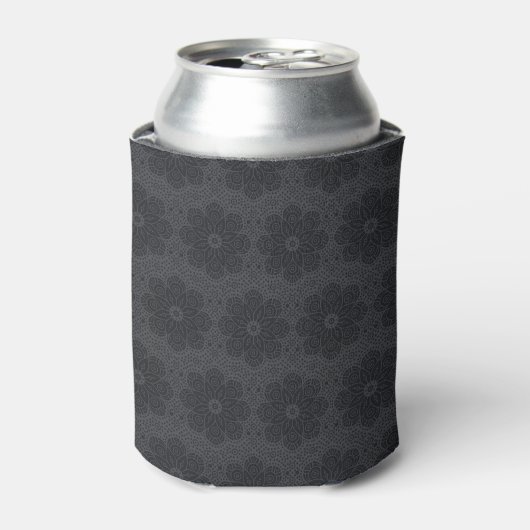 黒い民族マンダラ模様 缶クーラー (缶正面)