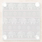 黒い民族象パターン ガラスコースター (裏面)