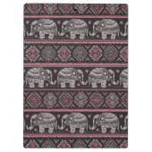 黒い民族象パターン クリップボード (裏面)