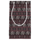 黒い民族象パターン スモールペーパーバッグ (正面)