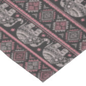 黒い民族象パターン テーブルクロス (アングル)