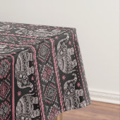 黒い民族象パターン テーブルクロス (インサイチュ)