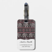 黒い民族象パターン ラゲッジタグ (裏面縦)