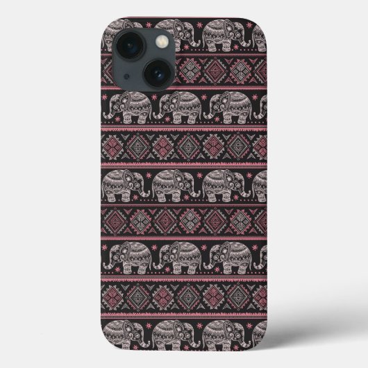 黒い民族象パターン Case-Mate iPhoneケース (裏面)