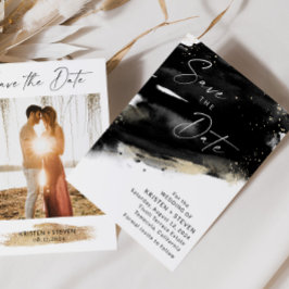 黒い水の色の保存日付 招待状