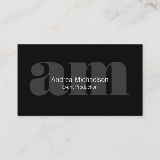 黒い水平に濃い灰色のモノグラム 名刺 (正面)