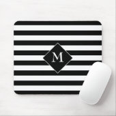 黒い水平ストライプ文字（中央が白） マウスパッド (マウス)