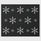 黒い水彩画および白い雪片|のクリスマス ラッピングペーパー (フラット)