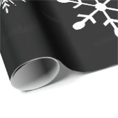 黒い水彩画および白い雪片|のクリスマス ラッピングペーパー (ロールコーナー)