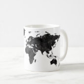 黒い水彩画の世界地図の旅行者のギフト旅行 コーヒーマグカップ (正面右)