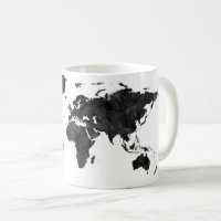 黒い水彩画の世界地図の旅行者のギフト旅行