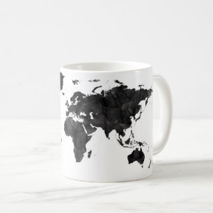 黒い水彩画の世界地図の旅行者のギフト旅行 コーヒーマグカップ