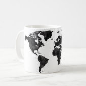 黒い水彩画の世界地図の旅行者のギフト旅行 コーヒーマグカップ (正面左)