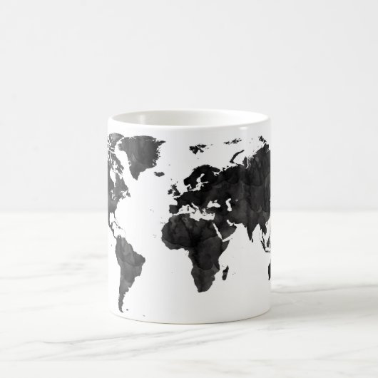 黒い水彩画の世界地図の旅行者のギフト旅行 コーヒーマグカップ (中央)