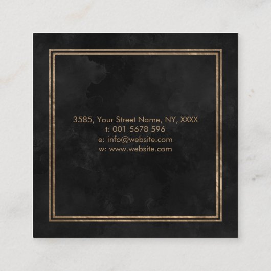 黒い水彩画の人生のの金木 スクエア名刺 (裏面)