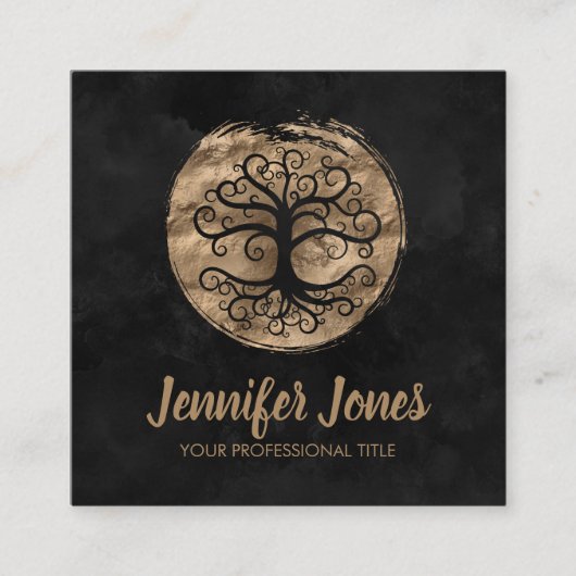 黒い水彩画の人生のの金木 スクエア名刺 (正面)