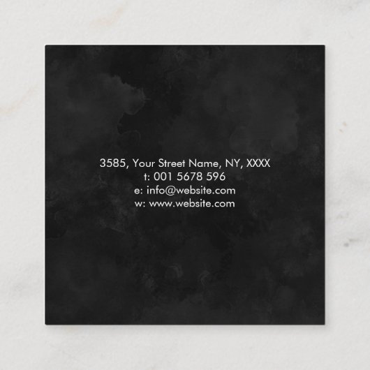 黒い水彩画の白生命の樹 スクエア名刺 (裏面)