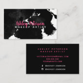 黒い水彩画のbrushtrokesの化粧のタイポグラフィ 名刺 (正面/裏面)