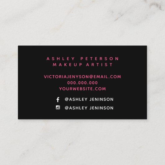 黒い水彩画のbrushtrokesの化粧のタイポグラフィ 名刺 (裏面)