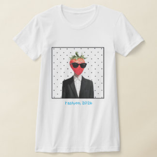 黒い水玉模様が特徴的な白の女性用Tシャツ Tシャツ