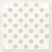 黒い水玉模様が黄色淡い色のに ガラスコースター (裏面)