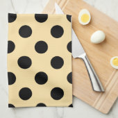 黒い水玉模様が黄色淡い色のに キッチンタオル (四つ折り)