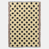 黒い水玉模様が黄色淡い色のに スローブランケット (正面縦)