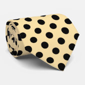 黒い水玉模様が黄色淡い色のに ネクタイ (ロール)