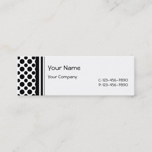 黒い水玉模様の名刺テンプレート スキニー名刺 (正面)