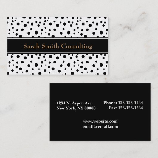 黒い水玉模様の名刺 名刺 (正面/裏面)