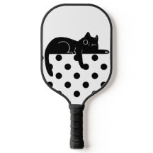 黒い水玉模様の猫のピックルボールパドル