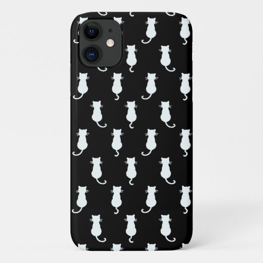 黒い水玉模様の背景に白猫 Case-Mate iPhoneケース (裏面)
