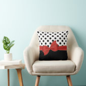 黒い水玉模様の赤い弓投球のクッション クッション (椅子)