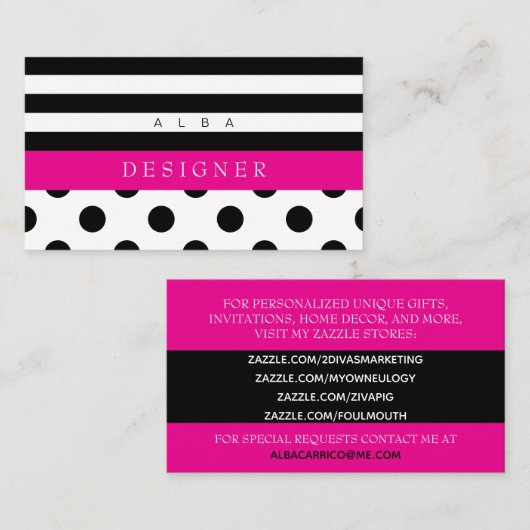 黒い水玉模様は及び縞で飾ります 名刺 (正面/裏面)