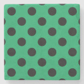 黒い水玉模様を新緑に ストーンコースター (正面)