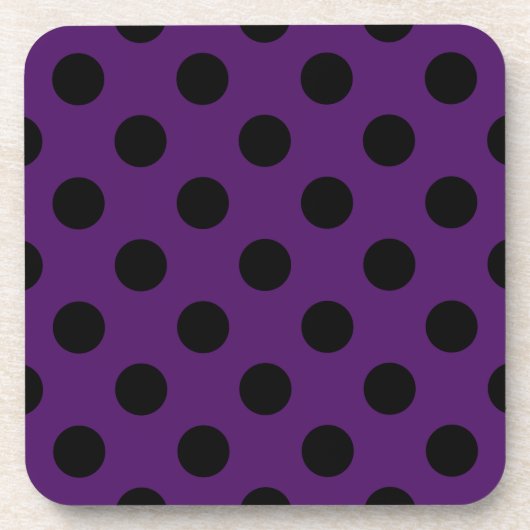 黒い水玉模様を梅の紫 コースター (正面)