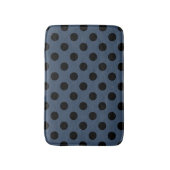 黒い水玉模様を灰色の青で バスマット (正面縦)