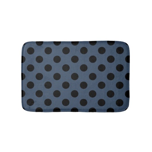 黒い水玉模様を灰色の青で バスマット (正面)