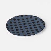 黒い水玉模様を灰色の青で ペーパープレート (アングル)