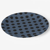 黒い水玉模様を灰色の青で ペーパープレート (アングル)