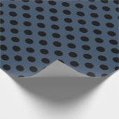 黒い水玉模様を灰色の青で ラッピングペーパー (角)