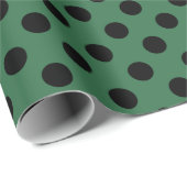黒い水玉模様オンケリーグリーン ラッピングペーパー (ロールコーナー)