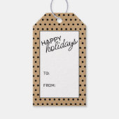 黒い水玉模様オンフェイクブラウンクラフト紙テクスチャ ギフトタグ (正面)