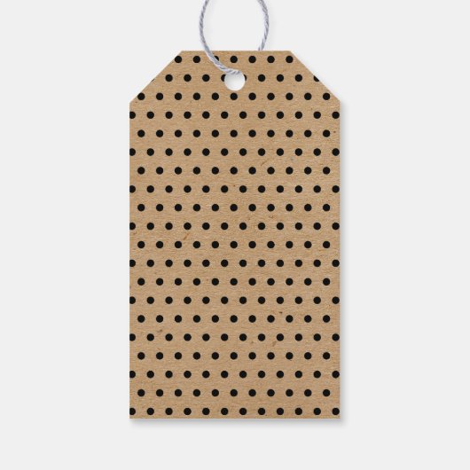 黒い水玉模様オンフェイクブラウンクラフト紙テクスチャ ギフトタグ (裏面)