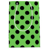 黒い水玉模様オンライムグリーン ミディアムペーパーバッグ (正面)