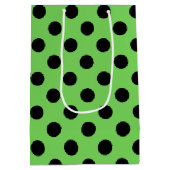 黒い水玉模様オンライムグリーン ミディアムペーパーバッグ (裏面)