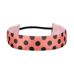 黒い水玉模様オンリビングサンゴ アスレチックヘッドバンド
