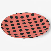 黒い水玉模様オンリビングサンゴ ペーパープレート (アングル)