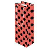 黒い水玉模様オンリビングサンゴ ワインギフトバッグ (裏面アングル)
